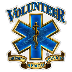 More Picture, Volunteer EMS Gold Shield Premium Reflective Decal