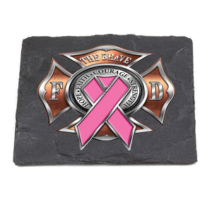 More Picture, Firefighter Race for a Cure Black Slate 4IN x 4IN Coasters Gift Set