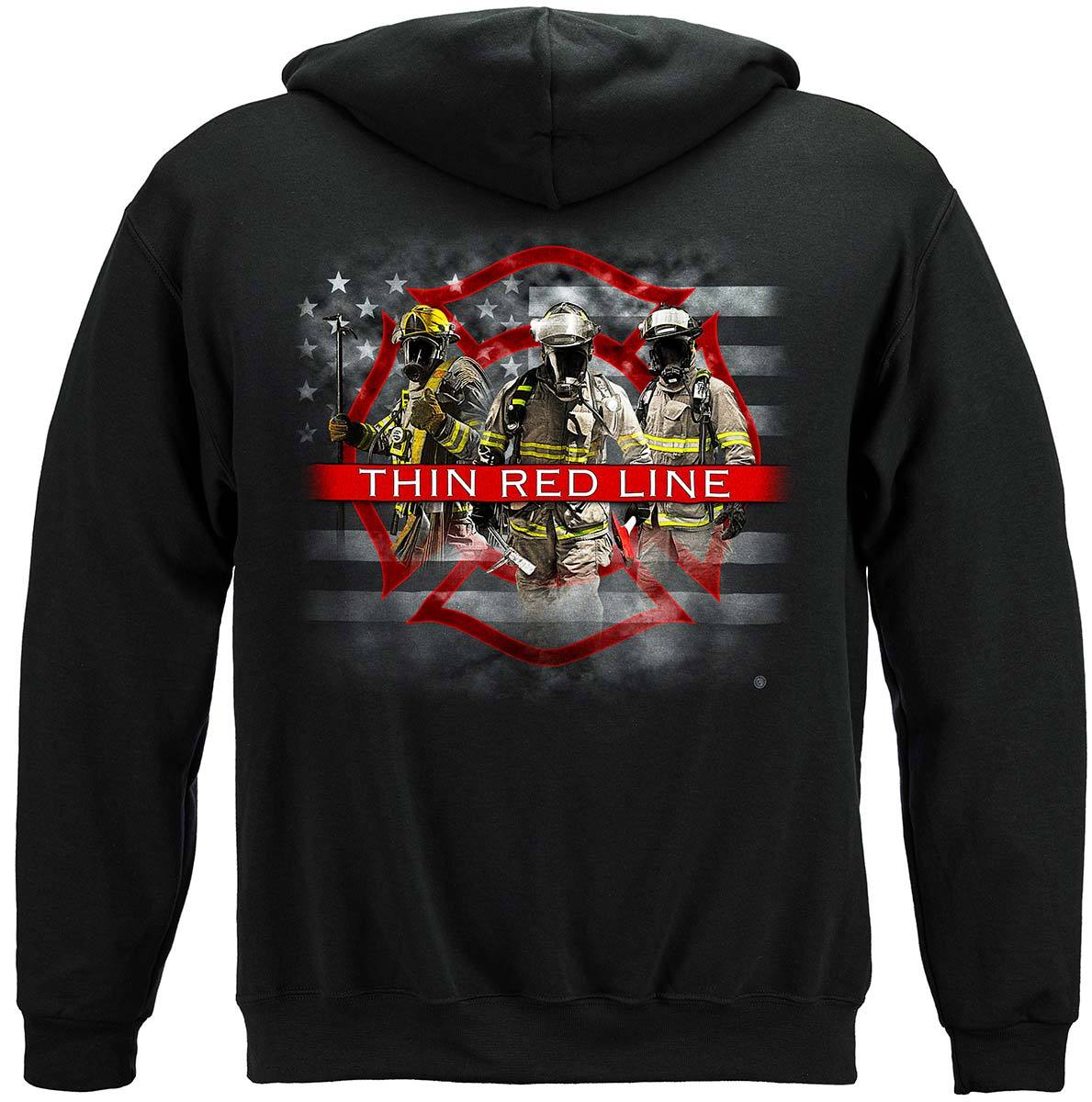 Firefighter American Flag Thin Red Line Premium Hooded Sweat Shirt