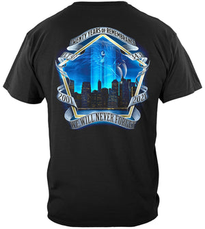 More Picture, Firefighter 9-11 20 Year Remembrance Never Forget T-Shirt