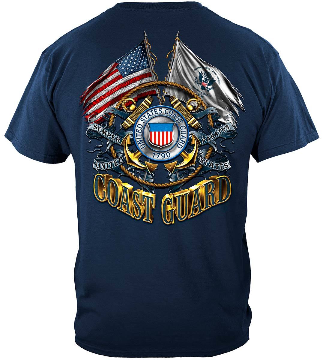 Double Flag Coast Guard Premium Hooded Sweat Shirt