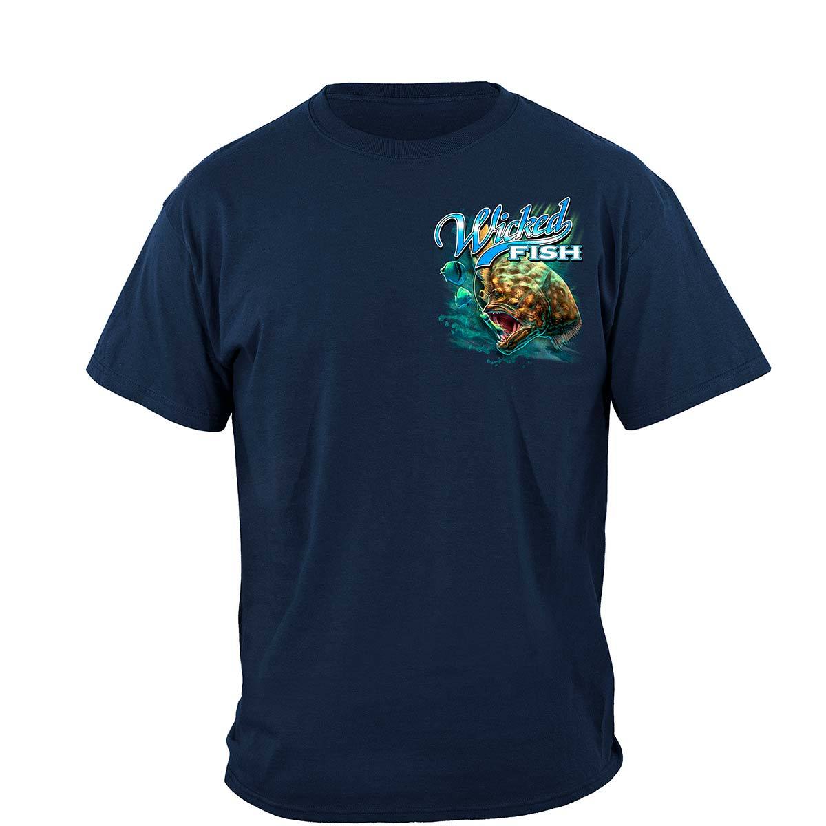 Wicked Fish Fluke Fishing T-shirt by , Green 