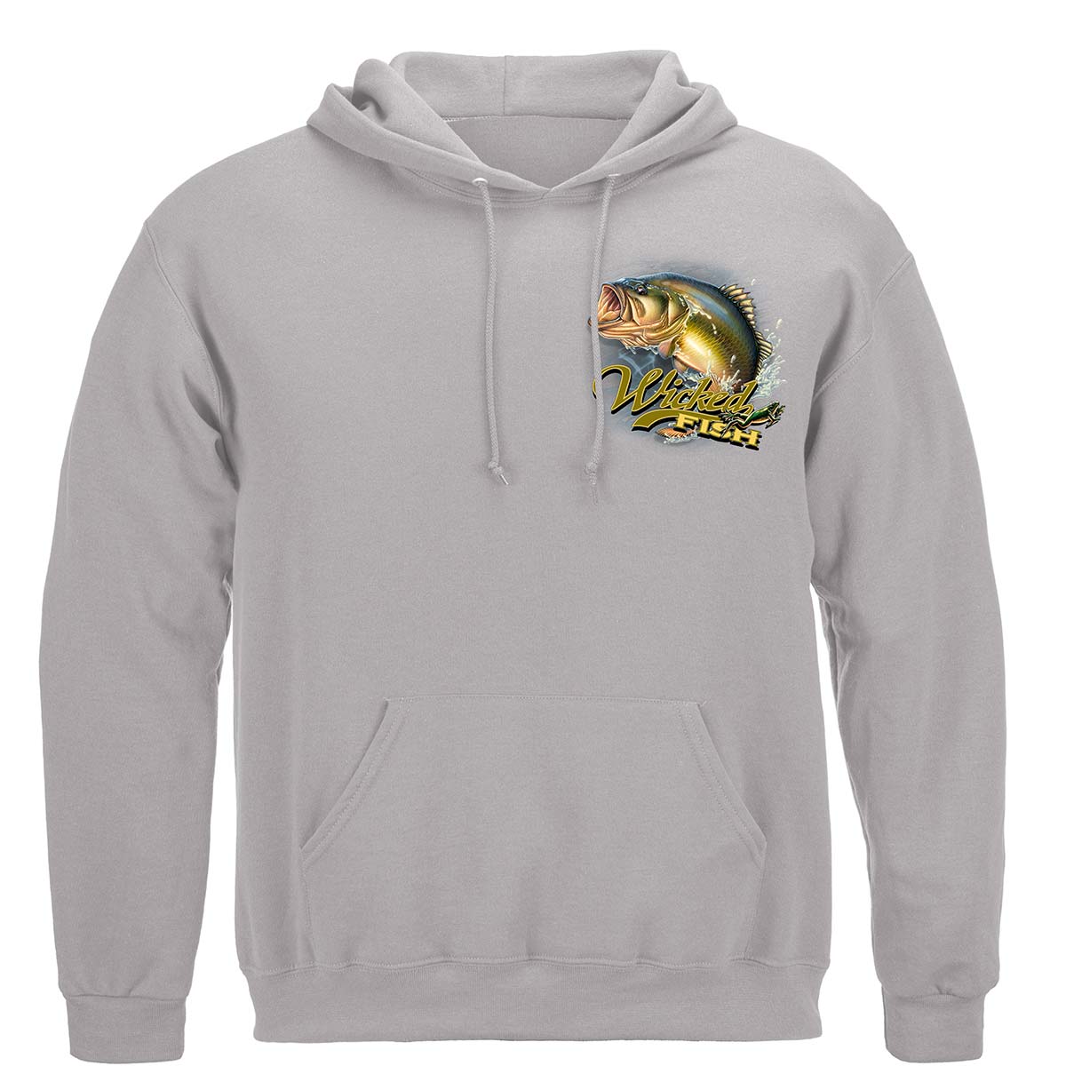 Wicked Fish Large Mouth Bass with Popper Jumping Frog Premium Hooded Sweat Shirt, Hoodie / Large