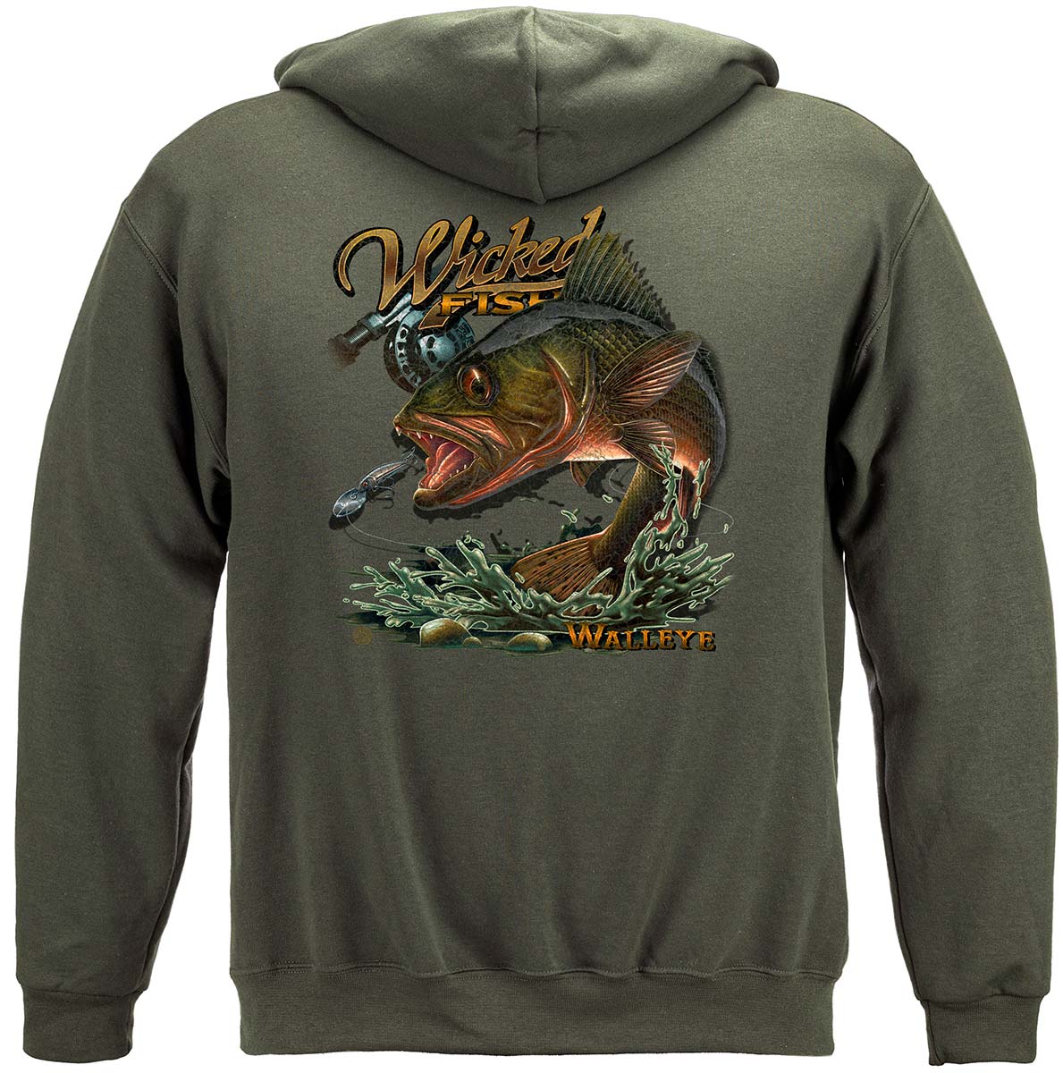 Wicked Fish Walleye Premium Hooded Sweat Shirt, Hoodie / X-Large