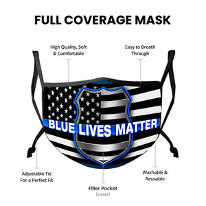 More Picture, Law Enforcement Blue Lives Matter Face Mask